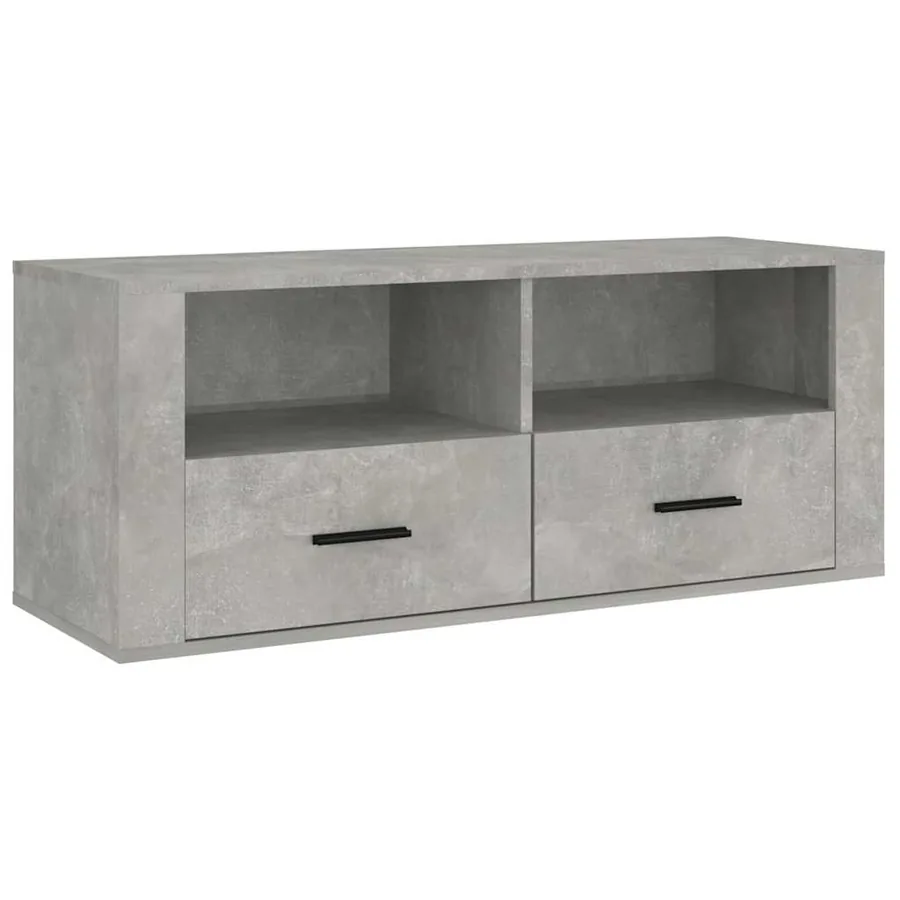 Meuble TV Gris béton 100x35x40 cm Bois d'ingénierie - 2