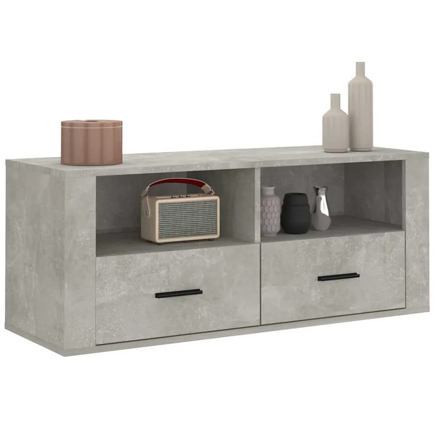 Meuble TV Gris béton 100x35x40 cm Bois d'ingénierie - 4