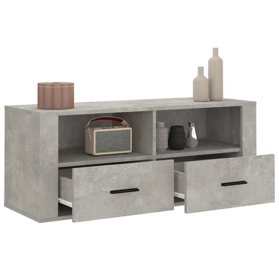Meuble TV Gris béton 100x35x40 cm Bois d'ingénierie - 5