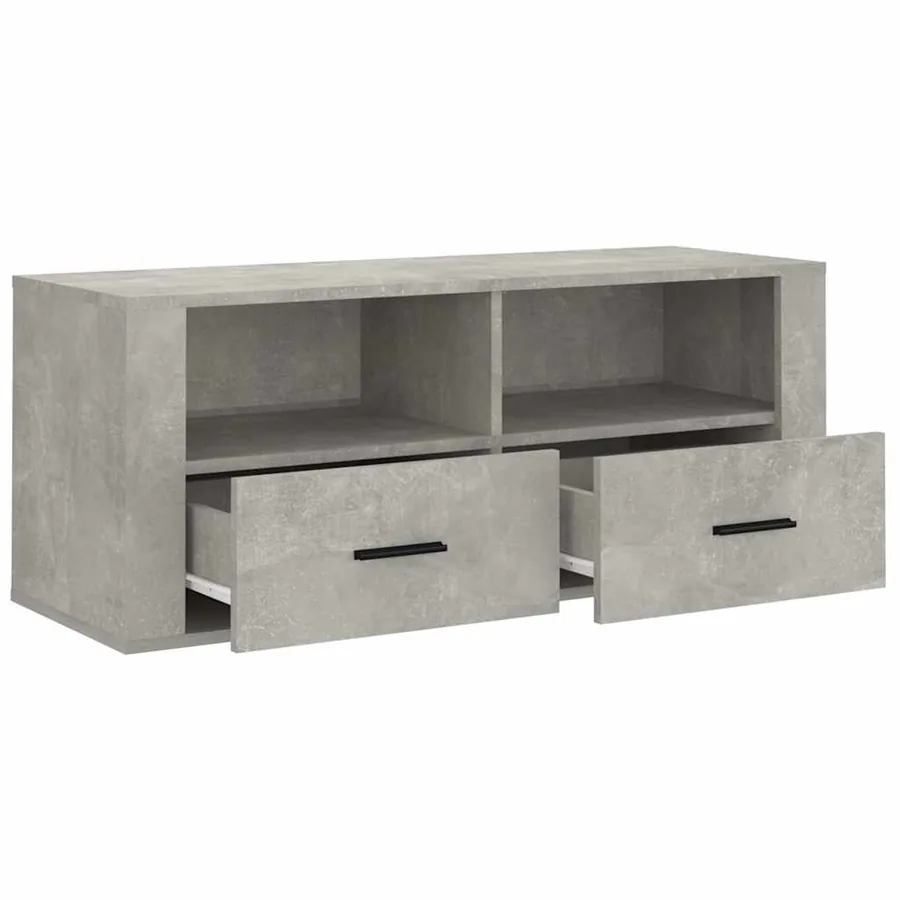Meuble TV Gris béton 100x35x40 cm Bois d'ingénierie - 7