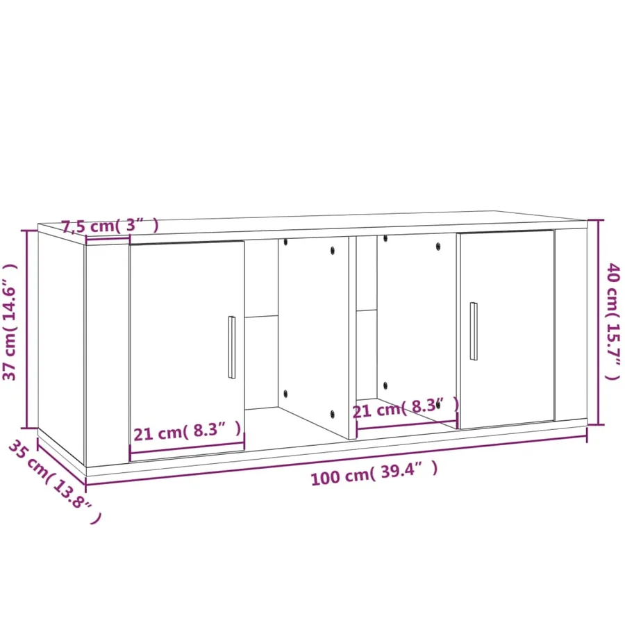 Meuble TV Sonoma gris 100x35x40 cm Bois d'ingénierie - 9