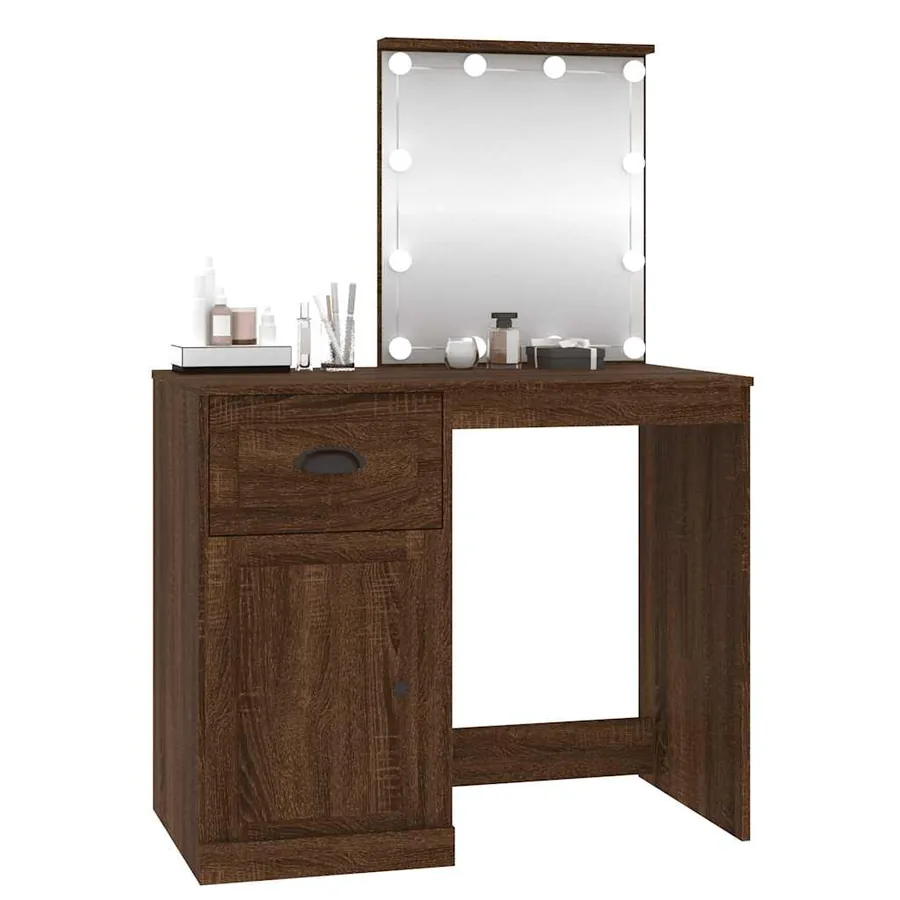 Coiffeuse avec LED chêne marron 90x50x132,5cm bois d'ingénierie - 4