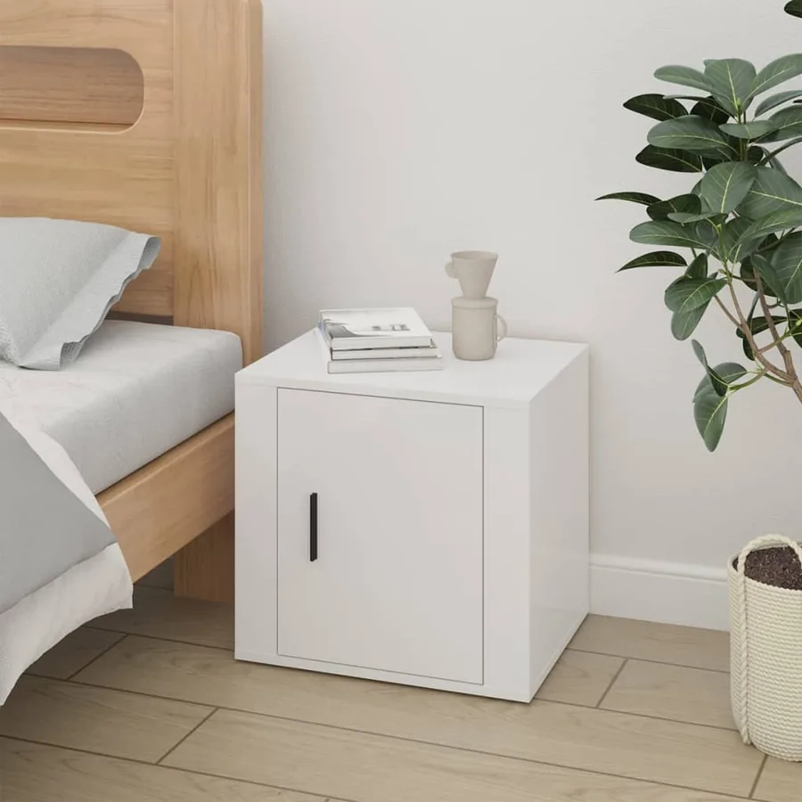 Tables de chevet 2 pcs Blanc brillant 50x39x47 cm - 3