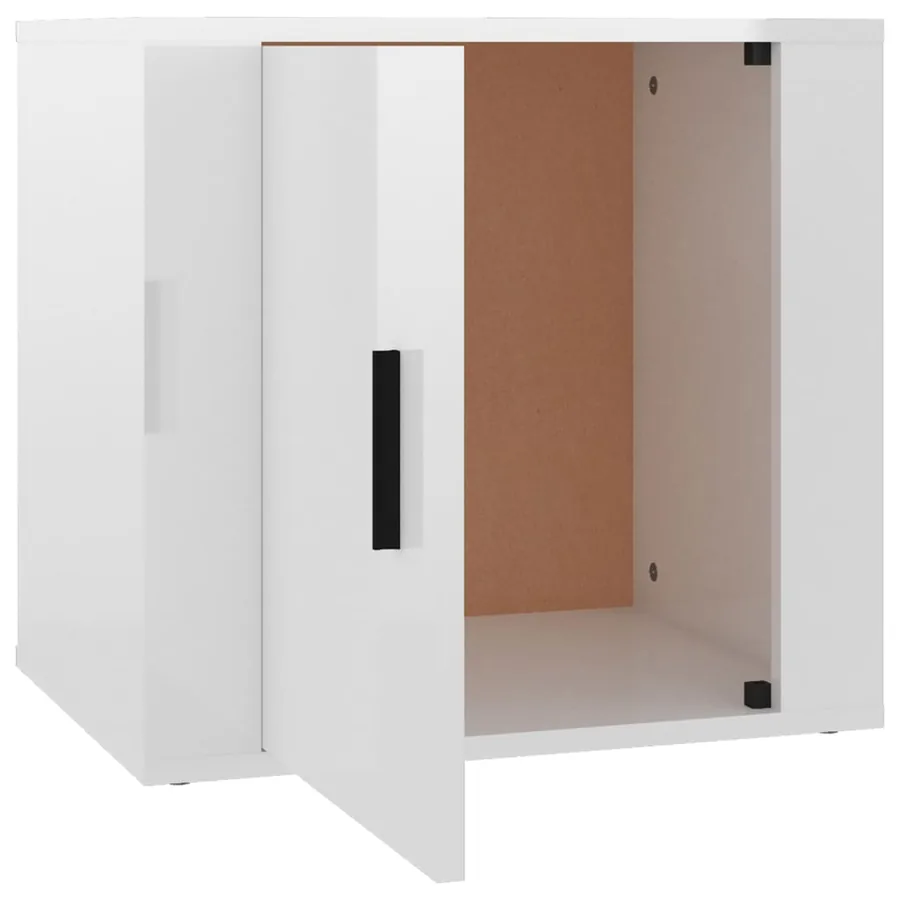 Tables de chevet 2 pcs Blanc brillant 50x39x47 cm - 8