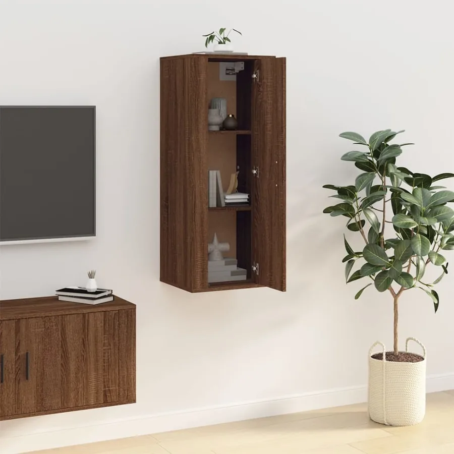 Meuble TV mural Chêne marron 40x34,5x100 cm - 3