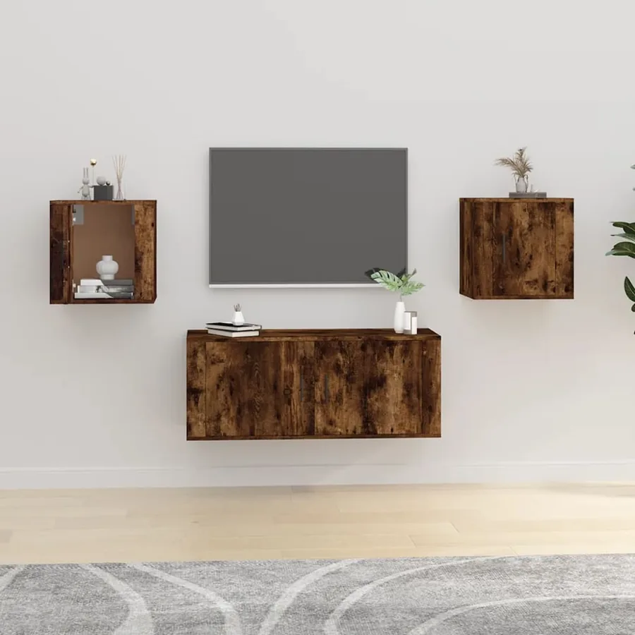 Meubles TV muraux 2 pcs Chêne fumé 40x34,5x40 cm