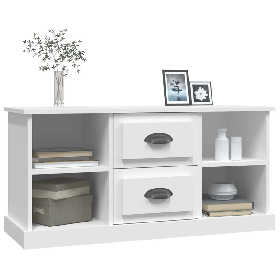 Meuble TV blanc 99,5x35,5x48 cm bois d'ingénierie - 4
