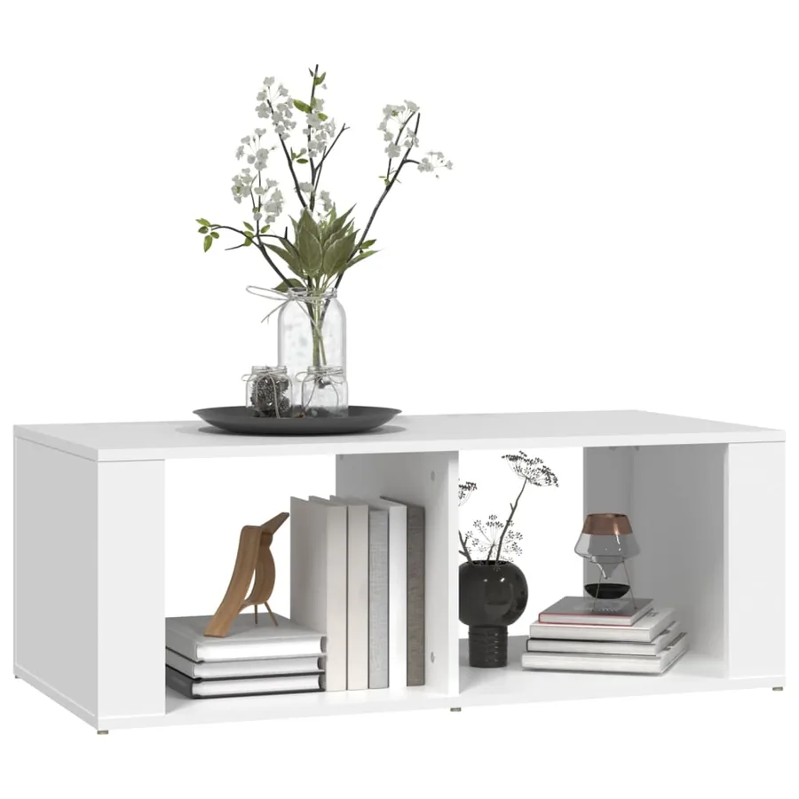 Table basse Blanc 100x50x36 cm Bois d'ingénierie - 4