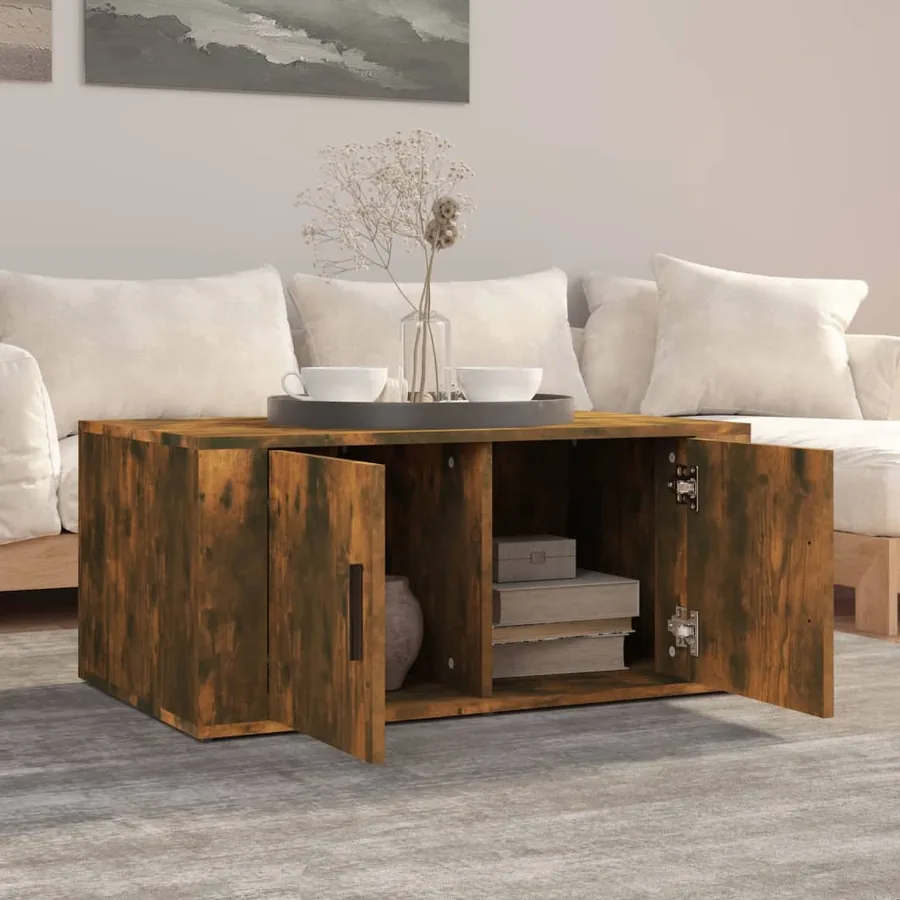 Table basse Chêne fumé 80x50x36 cm Bois d'ingénierie - 3