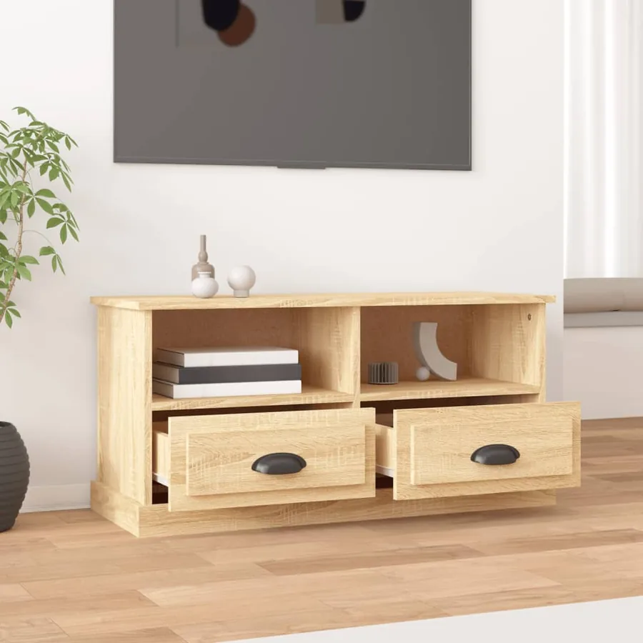 Meuble TV chêne sonoma 93x35,5x45 cm bois d'ingénierie - 3