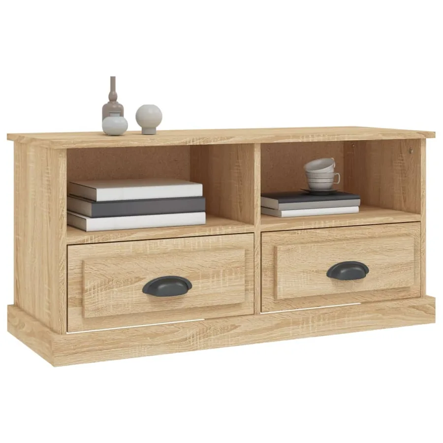 Meuble TV chêne sonoma 93x35,5x45 cm bois d'ingénierie - 4