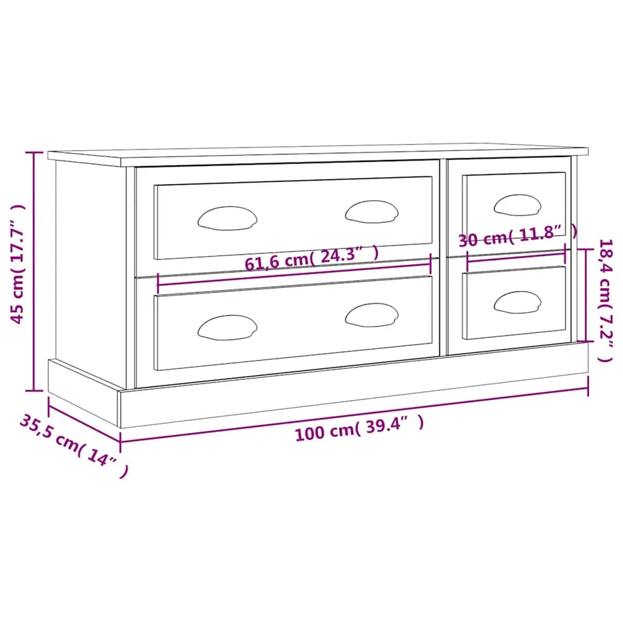 Meuble TV gris béton 100x35,5x45 cm bois d'ingénierie - 10