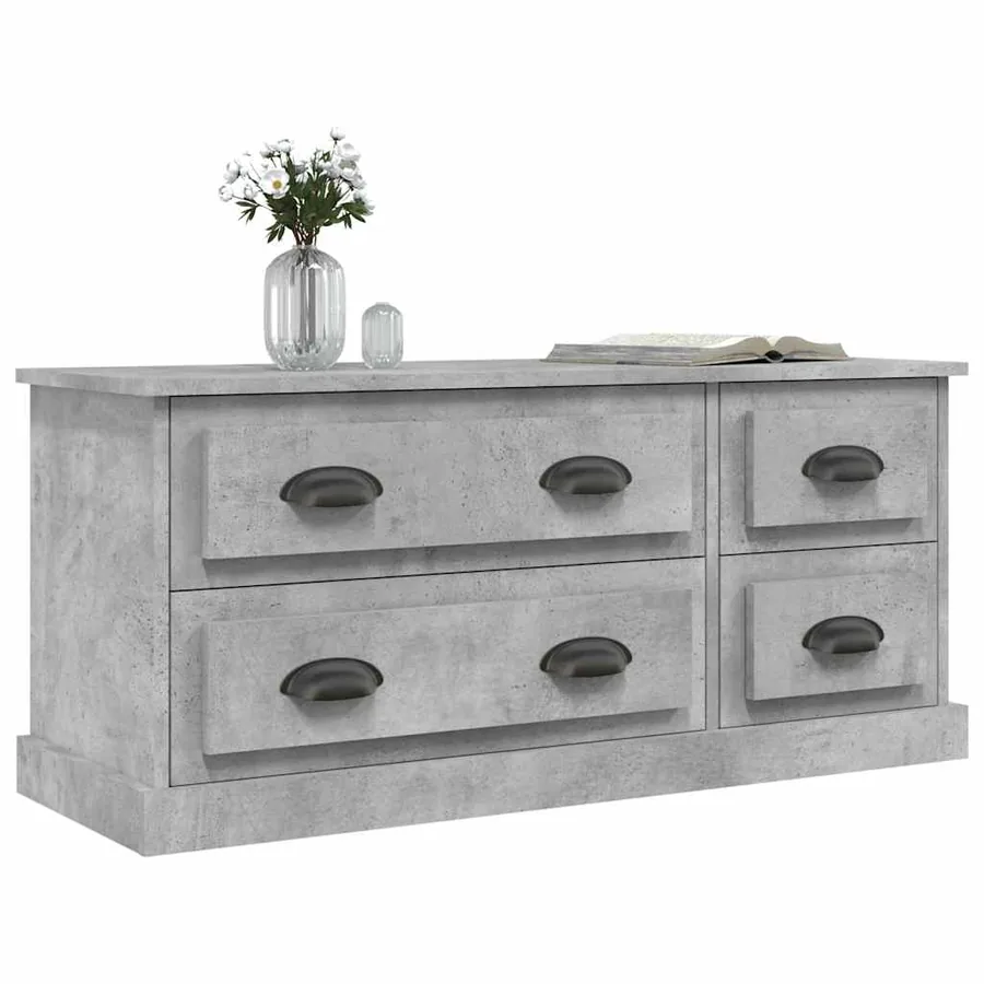 Meuble TV gris béton 100x35,5x45 cm bois d'ingénierie - 4