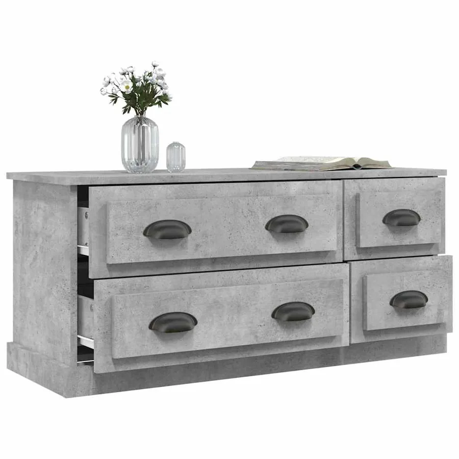 Meuble TV gris béton 100x35,5x45 cm bois d'ingénierie - 5