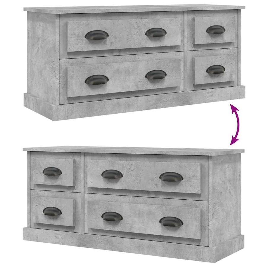 Meuble TV gris béton 100x35,5x45 cm bois d'ingénierie - 8