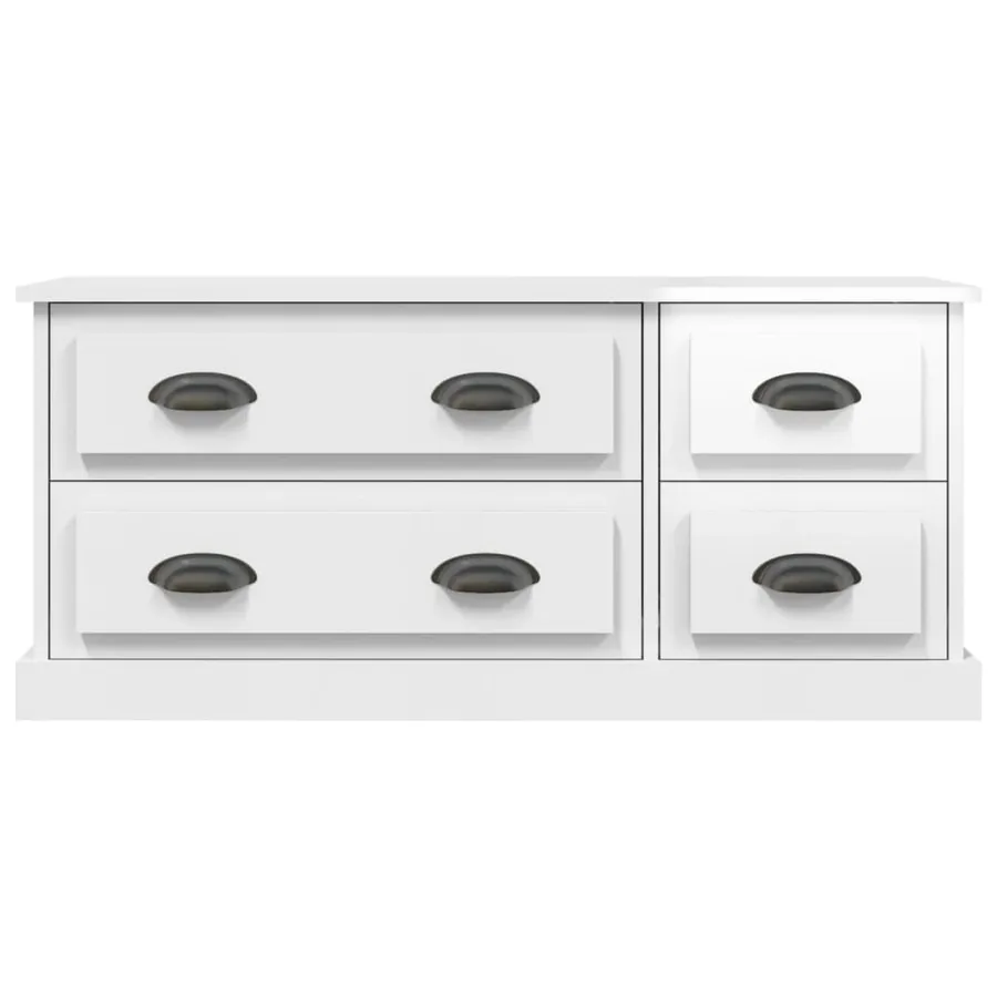 Meuble TV blanc brillant 100x35,5x45 cm bois d'ingénierie - 6