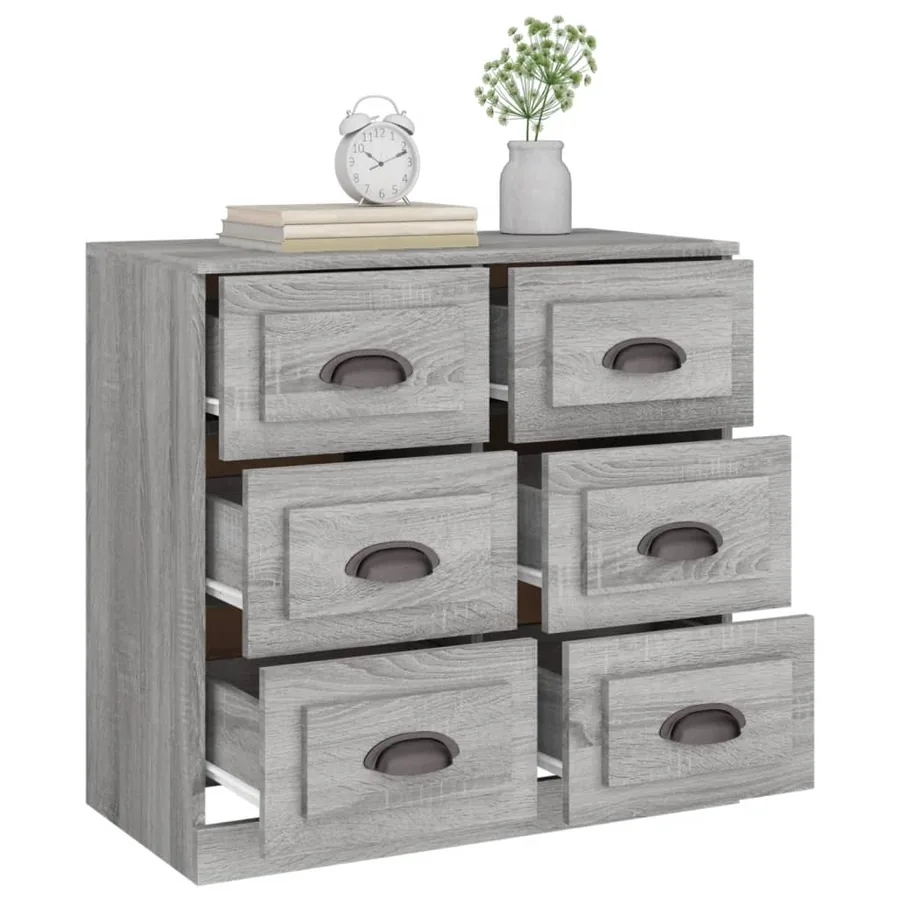 Buffet sonoma gris 70x35,5x67,5 cm bois d'ingénierie - 5