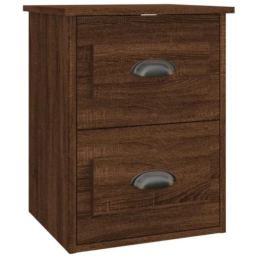 Table de chevet murale chêne marron 41,5x36x53 cm - 2
