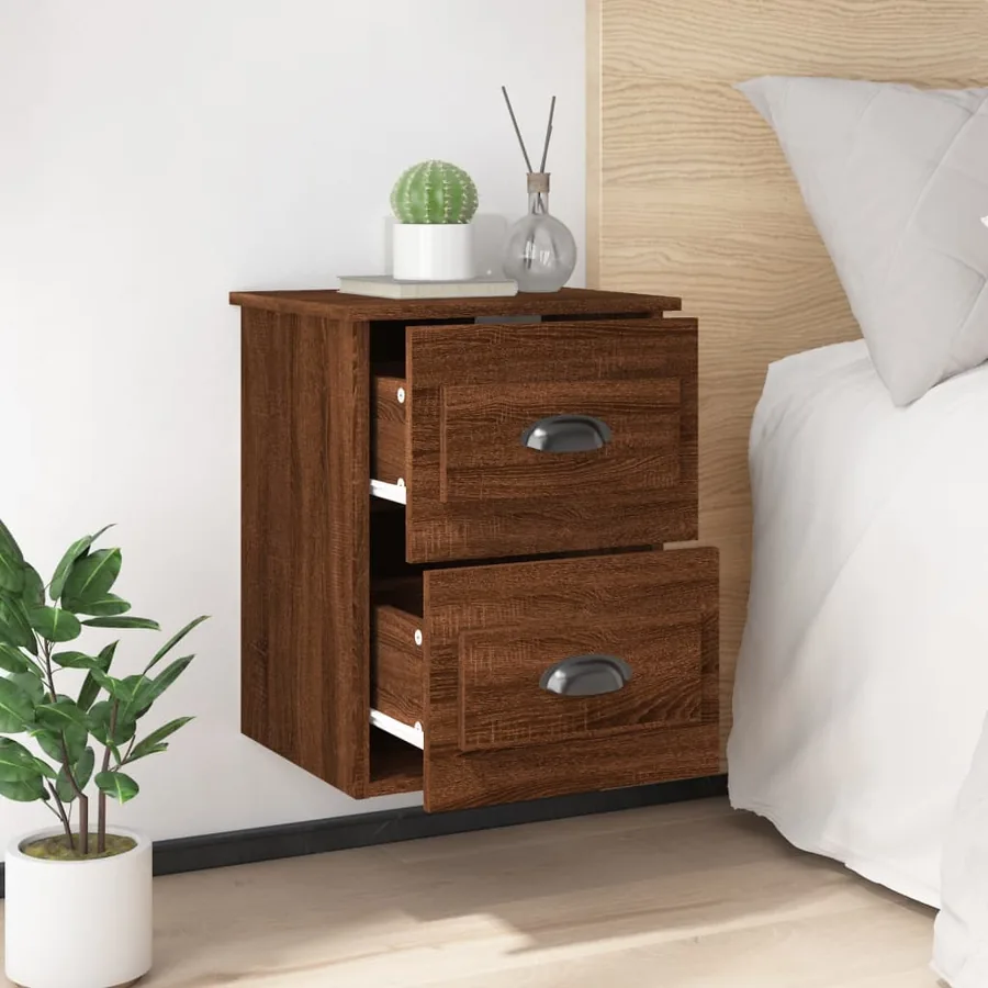 Table de chevet murale chêne marron 41,5x36x53 cm - 3