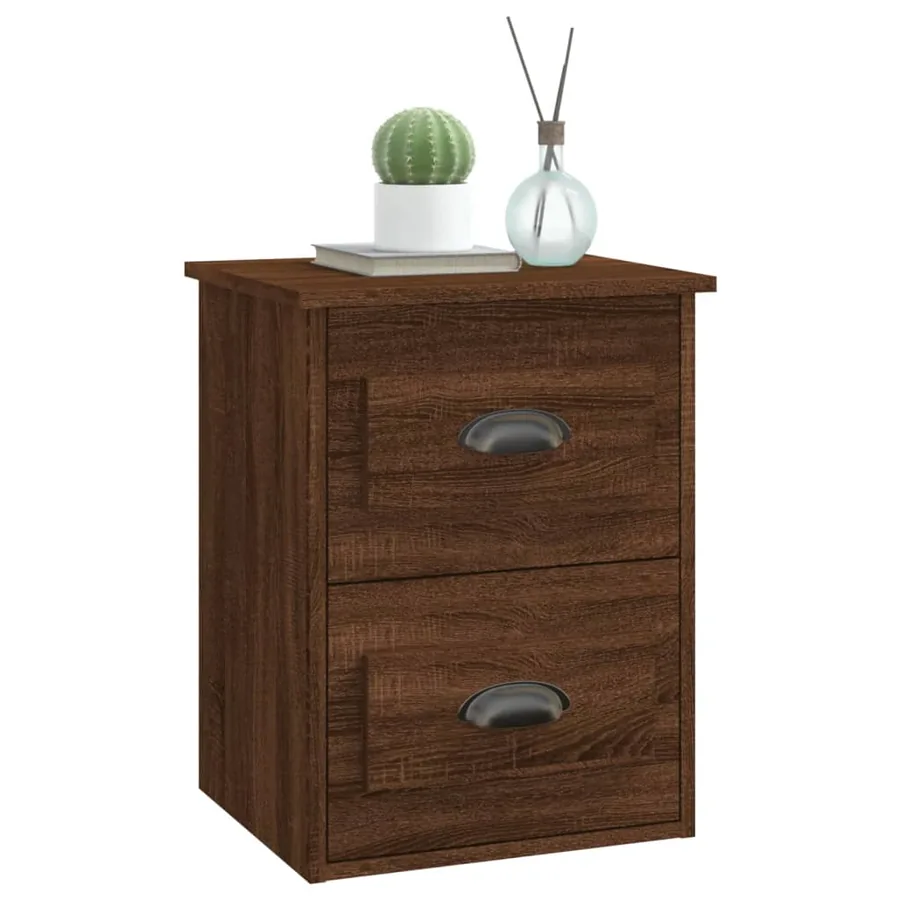Table de chevet murale chêne marron 41,5x36x53 cm - 4