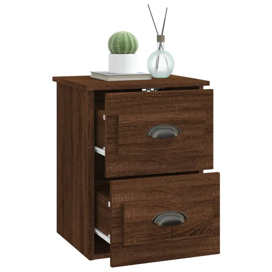 Table de chevet murale chêne marron 41,5x36x53 cm - 5