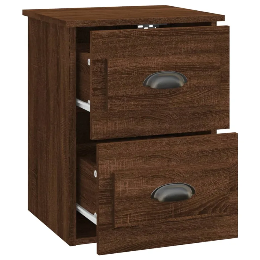 Table de chevet murale chêne marron 41,5x36x53 cm - 6
