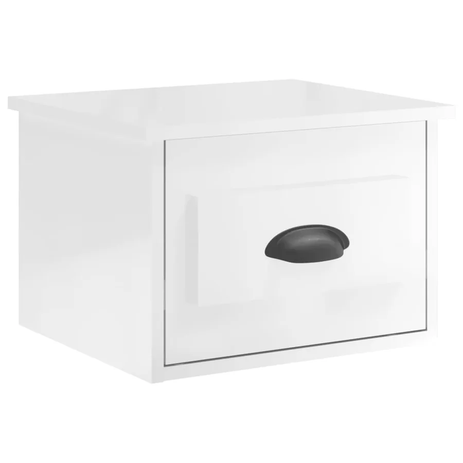 Table de chevet murale blanc brillant 41,5x36x28 cm - 2