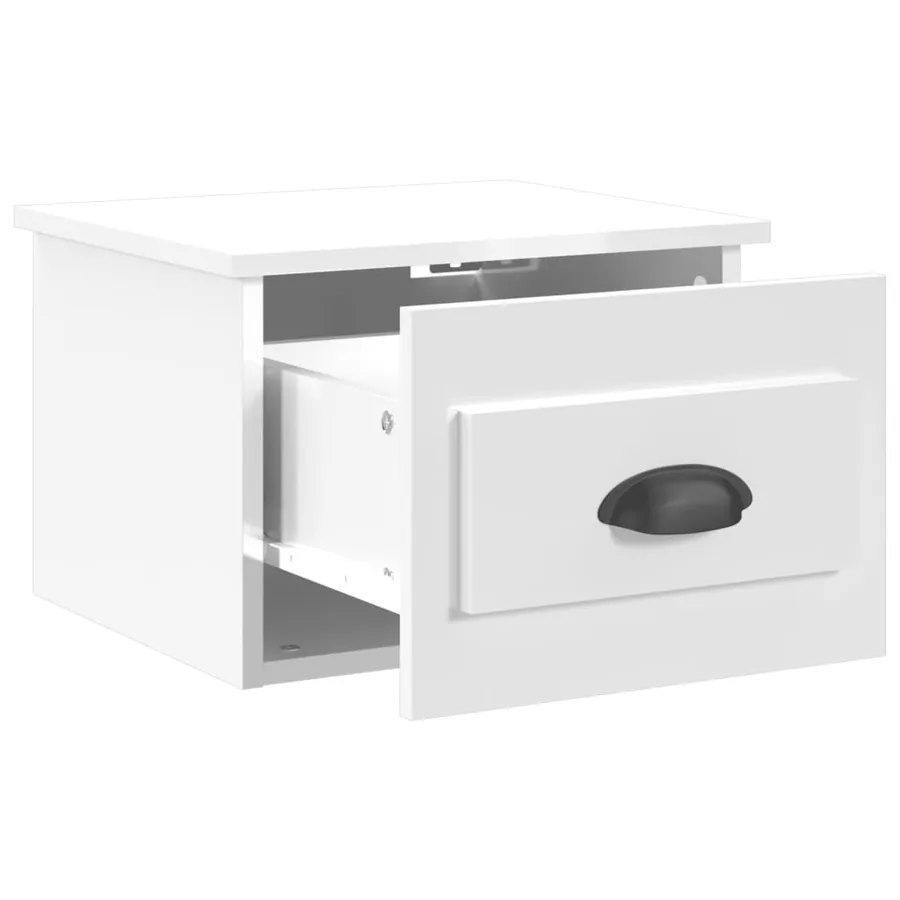 Table de chevet murale blanc brillant 41,5x36x28 cm - 5