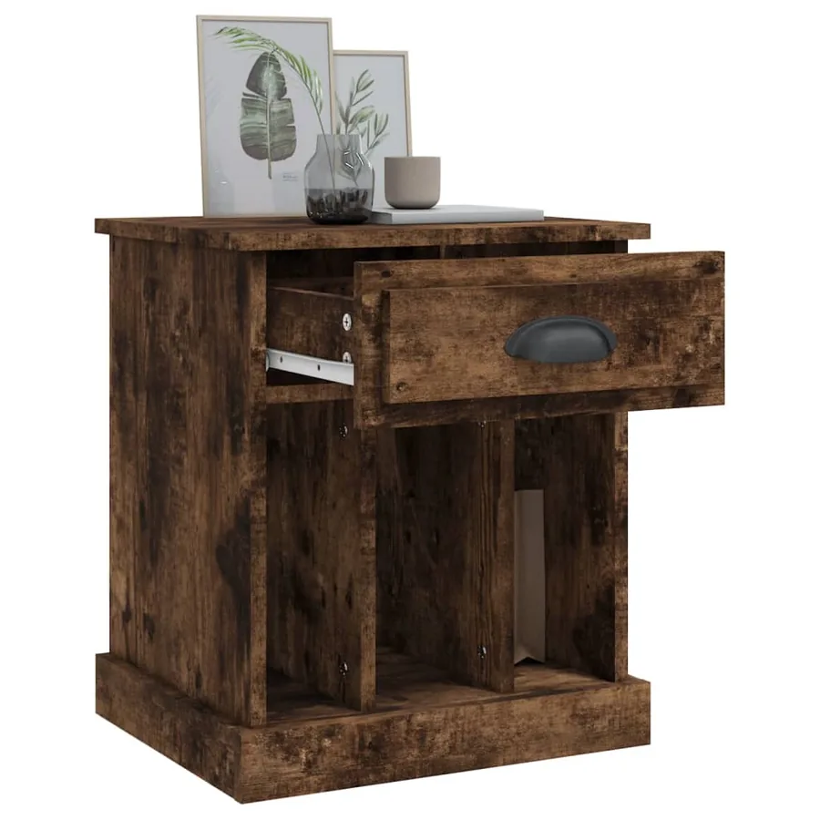 Table de chevet chêne fumé 43x36x50 cm - 5
