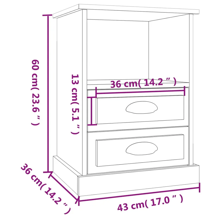 Table de chevet sonoma gris 43x36x60 cm - 10