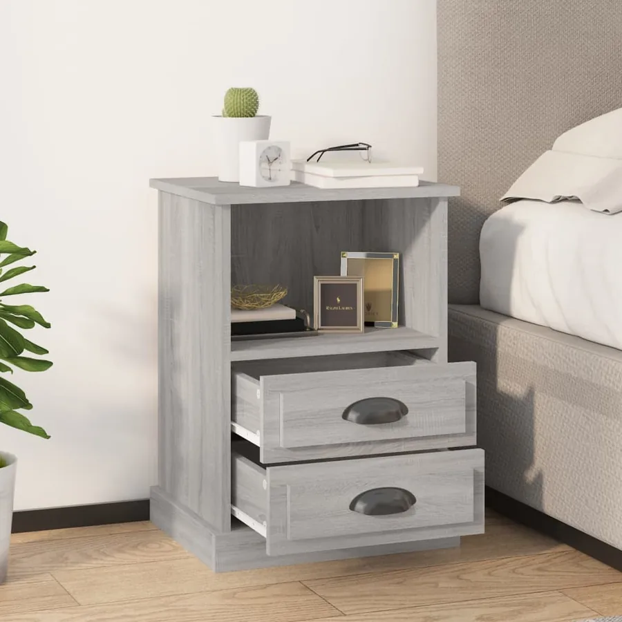 Table de chevet sonoma gris 43x36x60 cm - 3