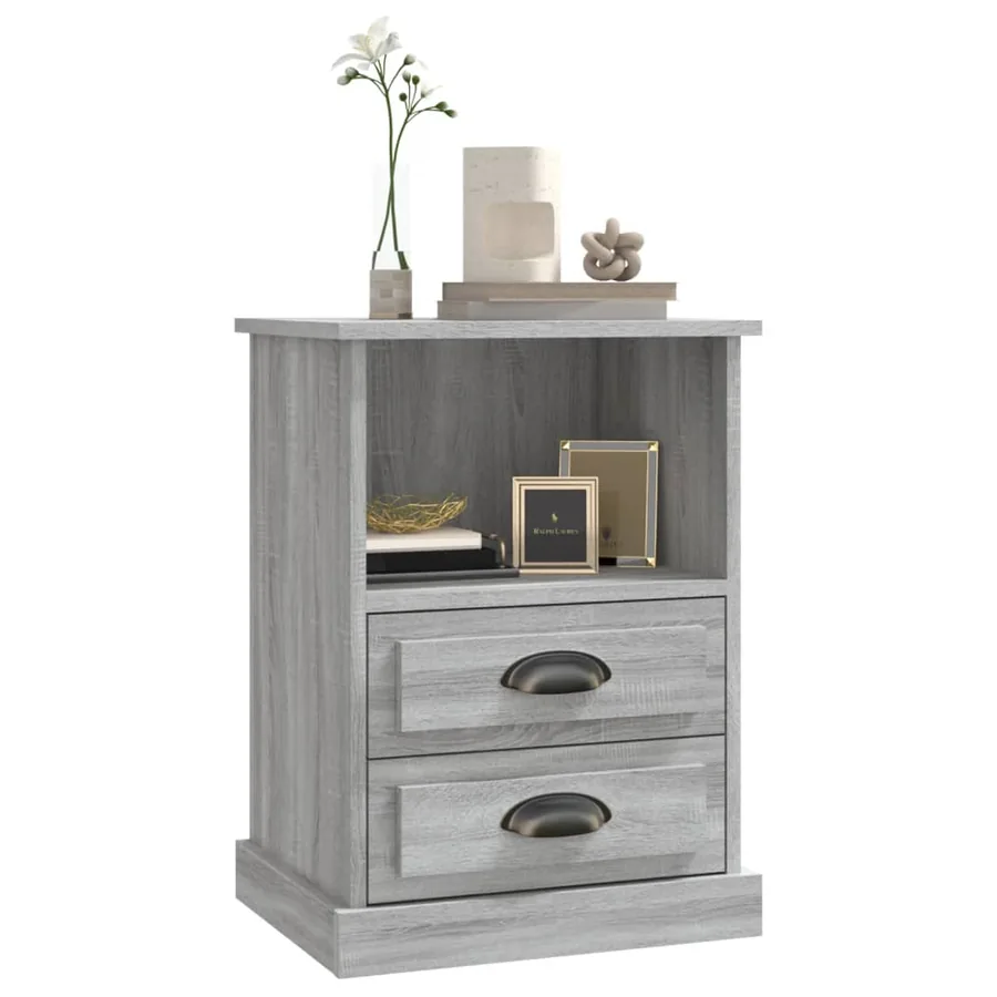 Table de chevet sonoma gris 43x36x60 cm - 4