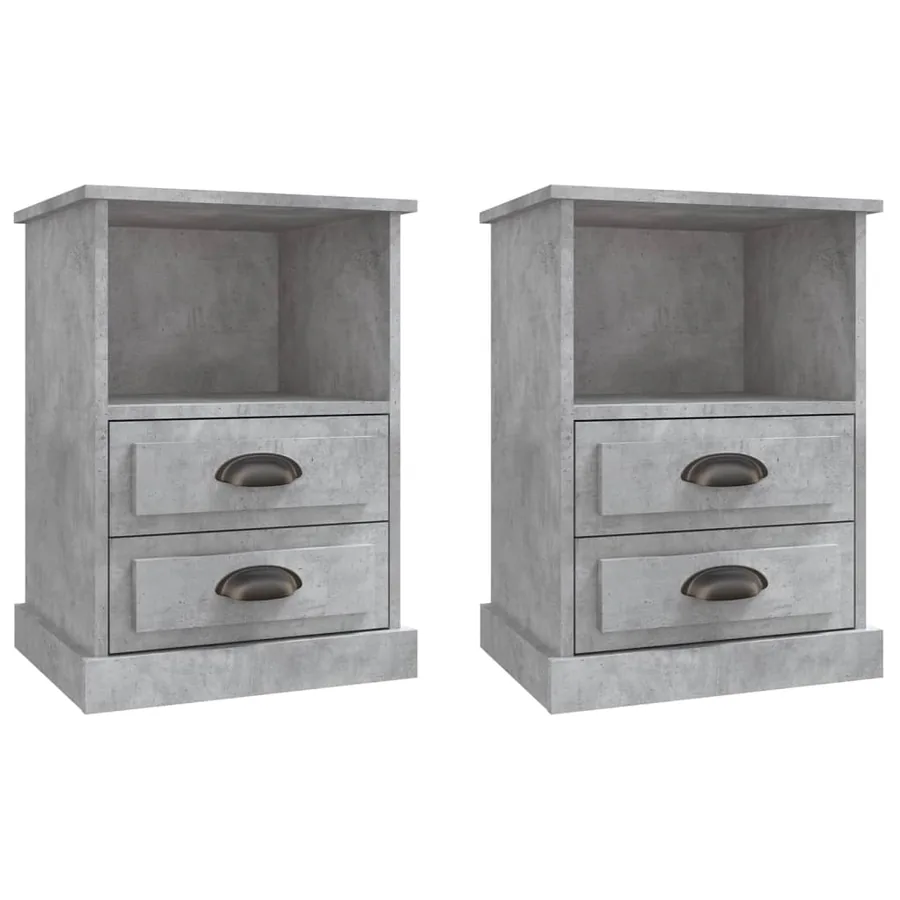 Tables de chevet 2 pcs gris béton 43x36x60 cm - 2