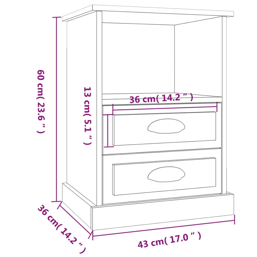 Table de chevet blanc 43x36x60 cm - 10