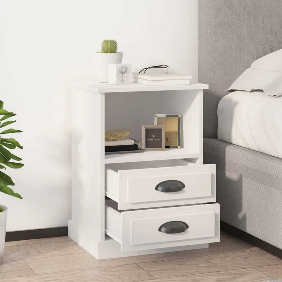 Table de chevet blanc 43x36x60 cm - 3