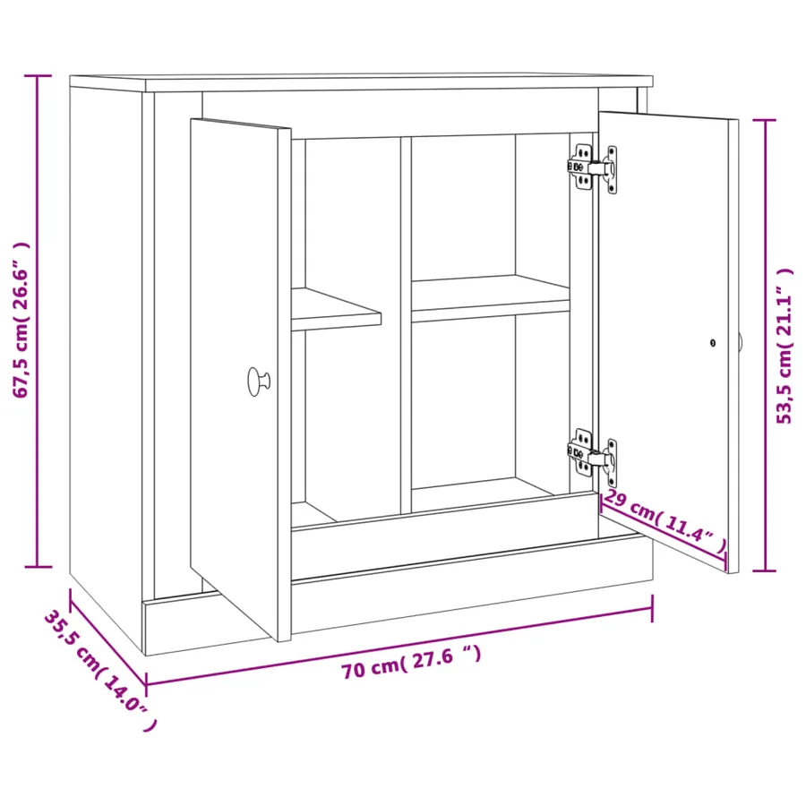 Buffet gris béton 70x35,5x67,5 cm bois d'ingénierie - 10