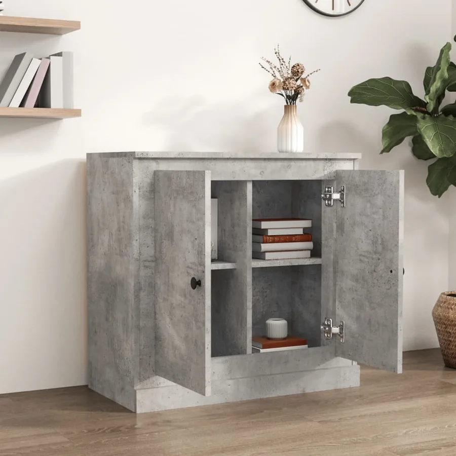 Buffet gris béton 70x35,5x67,5 cm bois d'ingénierie - 3
