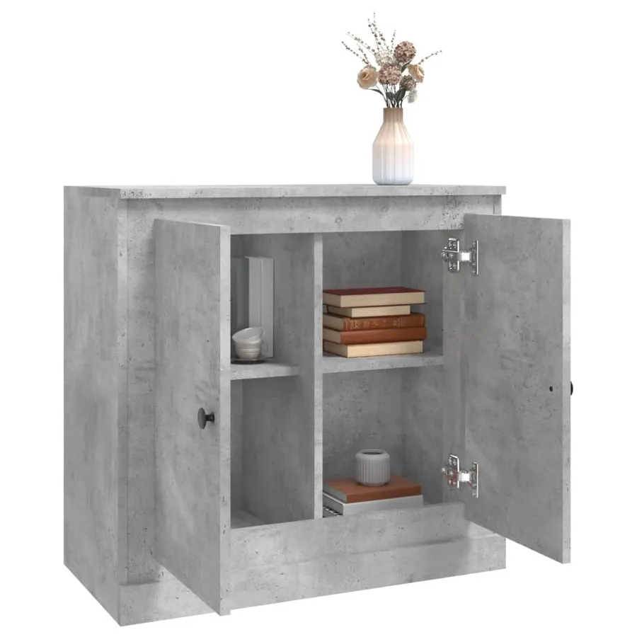 Buffet gris béton 70x35,5x67,5 cm bois d'ingénierie - 5