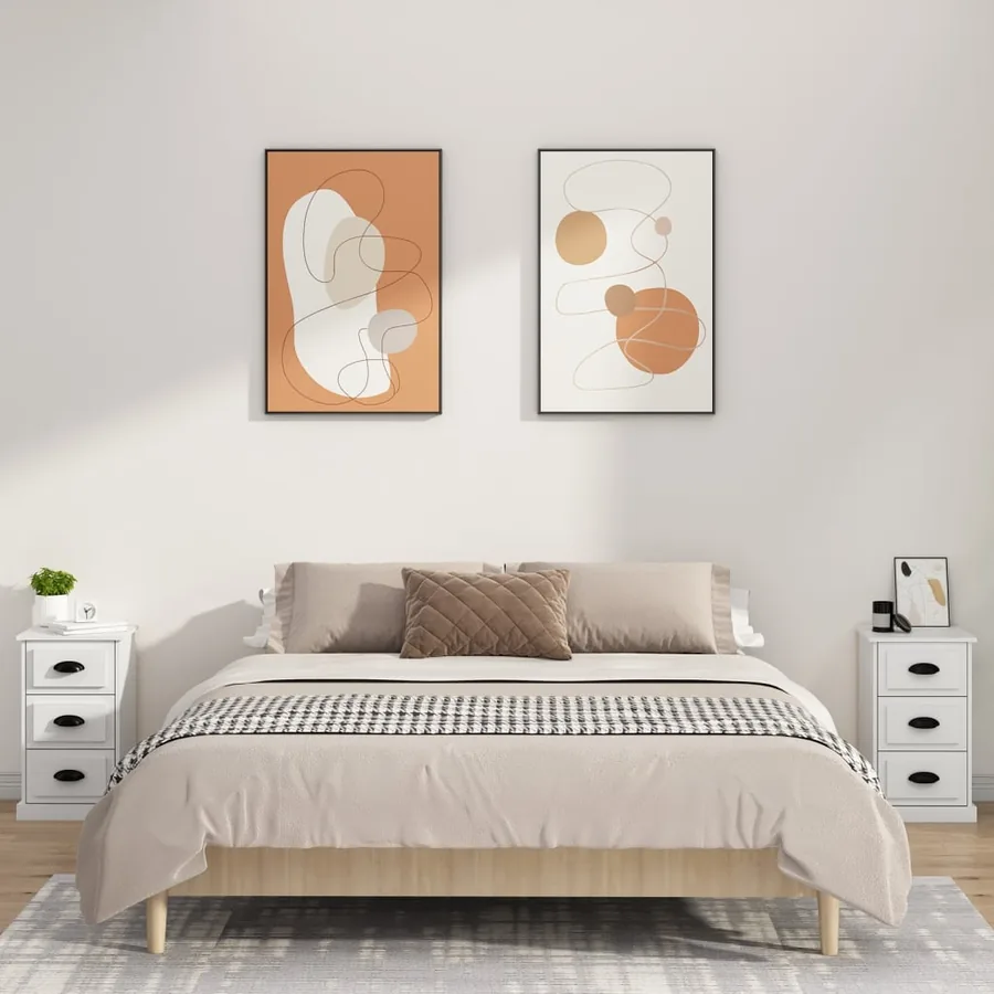 Table de chevet blanc 39x39x67 cm bois d'ingénierie - 3