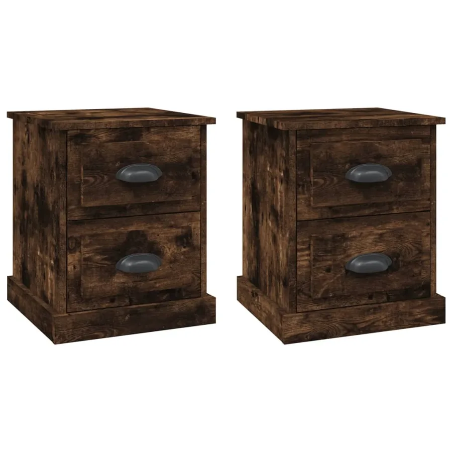 Tables de chevet 2 pcs chêne fumé 39x39x47,5 cm bois ingénierie - 2