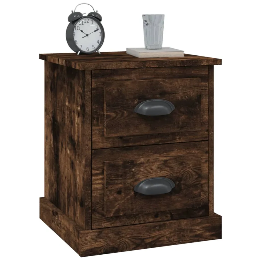 Tables de chevet 2 pcs chêne fumé 39x39x47,5 cm bois ingénierie - 5