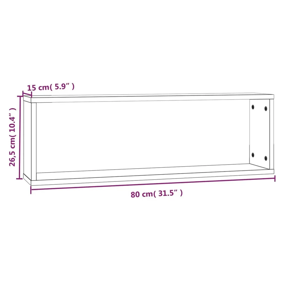 Étagères murales cubiques 2 pcs Chêne marron 80x15x26,5 cm - 10