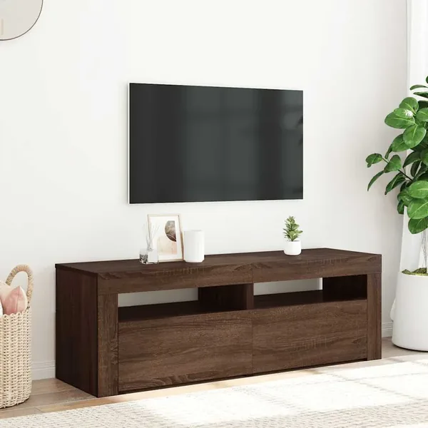 Meuble TV avec lumières LED chêne marron 120x35x40 cm