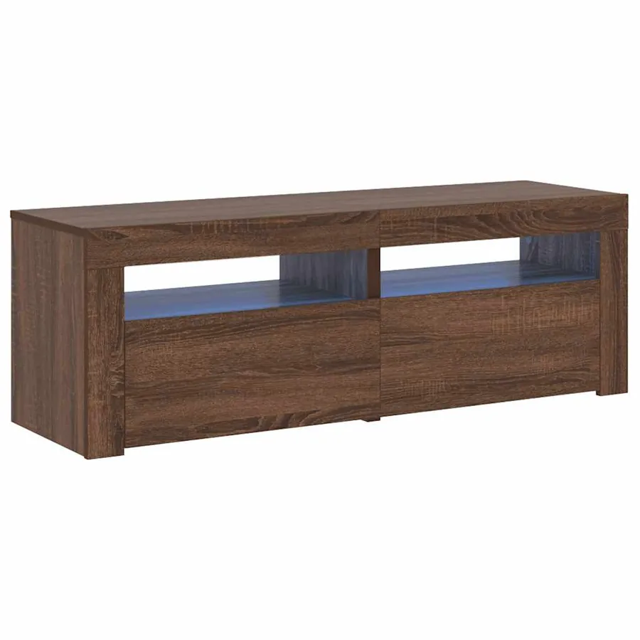 Meuble TV avec lumières LED chêne marron 120x35x40 cm - 2
