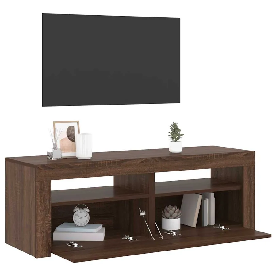 Meuble TV avec lumières LED chêne marron 120x35x40 cm - 3