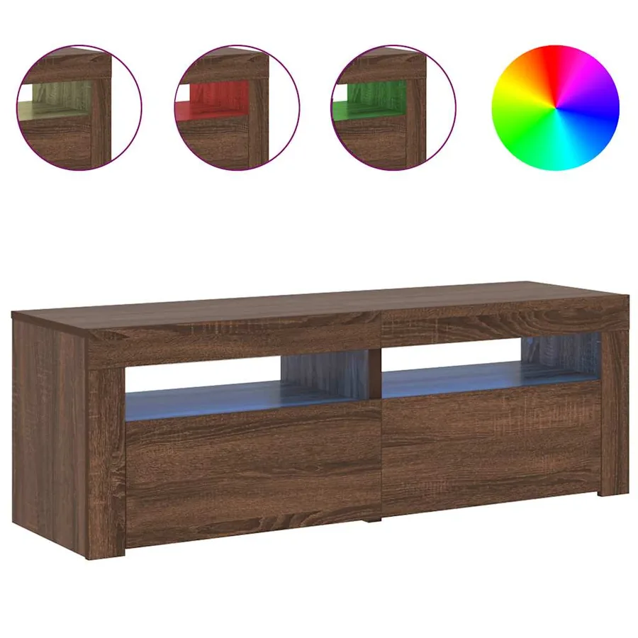Meuble TV avec lumières LED chêne marron 120x35x40 cm - 4