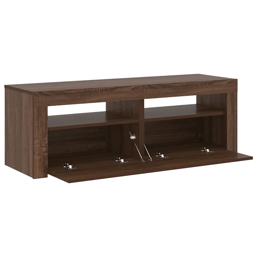 Meuble TV avec lumières LED chêne marron 120x35x40 cm - 7