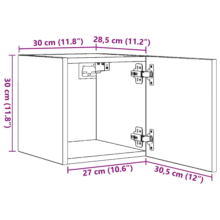 Meuble TV mural Chêne fumé 30,5x30x30 cm - 11