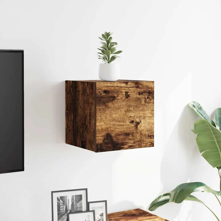 Meuble TV mural Chêne fumé 30,5x30x30 cm - 3