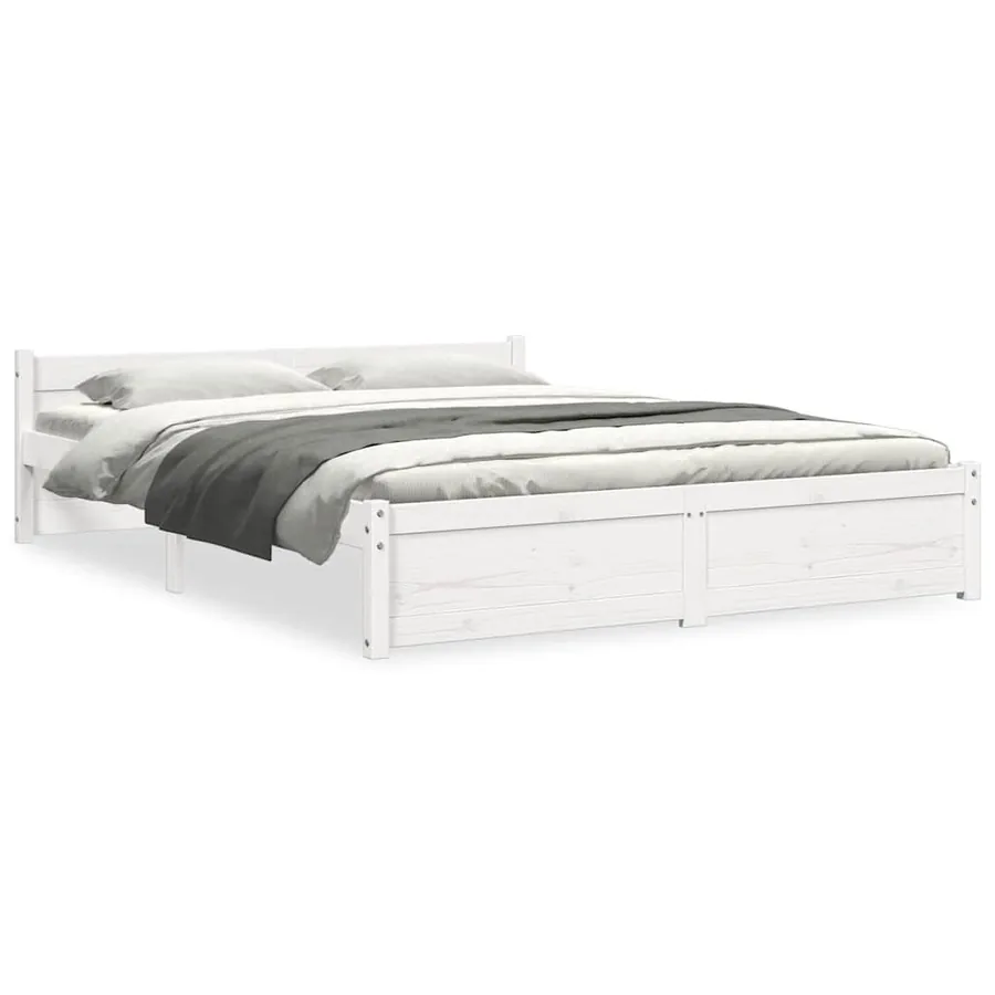 Cadre de lit sans matelas blanc bois massif 140x200 cm - 2